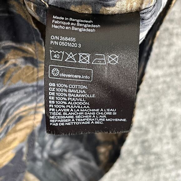 H&M Shirt Mens Extra Large Black Hawaiian Resort Button-Front Short-Sleeve - Picture 5 of 9